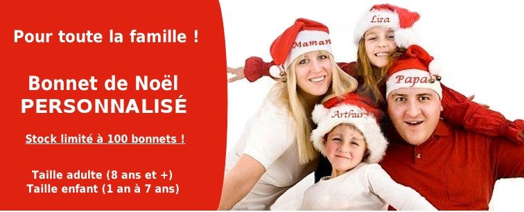  Bonnets de Père Noël avec prénom