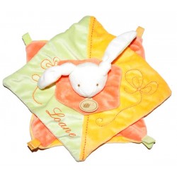 Doudou lapin orange et vert anis - collection Baby nat