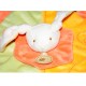 Doudou lapin orange et vert anis - collection Baby nat