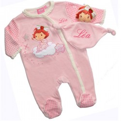 Grenouill&egrave;re velours Charlotte aux fraises personnalis&eacute;e