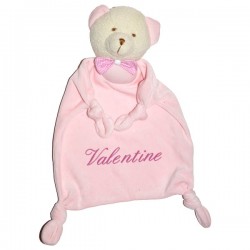 Doudou grand ourson rose