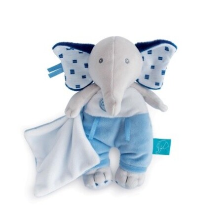 Baby'Nat - Edgar et Eglantine - Peluche avec mouchoir éléphant rose 23 cm