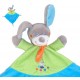 Doudou personnalisé lapin bleu turquoise et vert anis