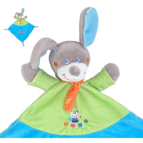 Doudou lumineux personnalisé - Lapin Turquoise