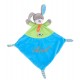 Doudou personnalisé lapin bleu turquoise et vert anis
