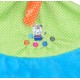 Doudou personnalisé lapin bleu turquoise et vert anis