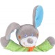 Doudou personnalisé lapin bleu turquoise et vert anis