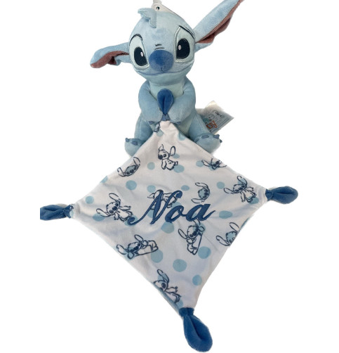 Stitch Doudou Mouchoir Bleu