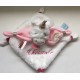 Babynat - doudou Licorne plat Blanc et Rose Arc en Ciel Corne Dore