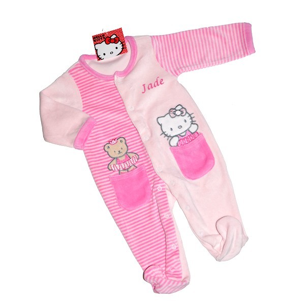 Pyjama bébé Hello Kitty Rose avec prénom brodé 